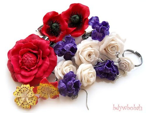 bijuterii flori din fimo